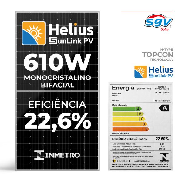 PAINEL SOLAR HELIUS GENESIS 610 W BIFACIAL - ATACADO