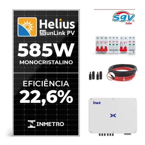 CONJUNTO GERADOR SOLAR 22,00 kWp - 380 V TRIFÁSICO  - 40 PAINÉIS DE 585 W + ACESSÓRIOS