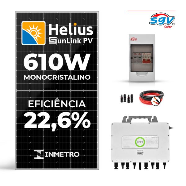CONJUNTO GERADOR SOLAR 2,25 kW - 220 V MONOFÁSICO - 4 PAINÉIS 610 W