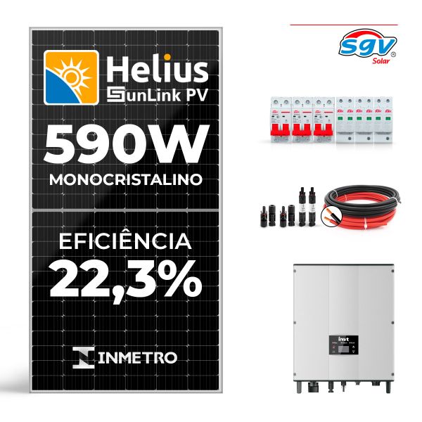 CONJUNTO GERADOR SOLAR 6kW - 220V MONOFÁSICO - 12 PAINÉIS DE 590W + ACESSÓRIOS